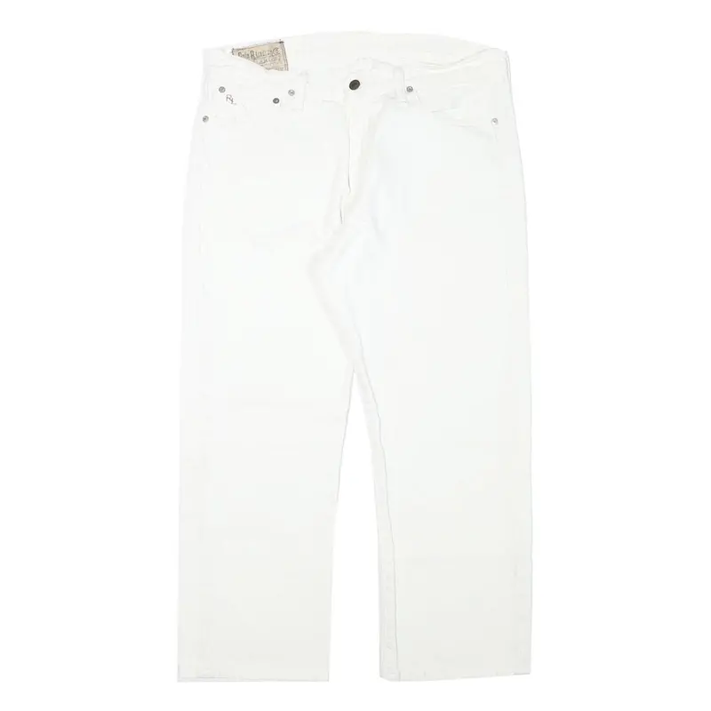 Ralph Lauren Mens White Regular Fit Denim Jeans Cotton Blend Zip W34 L26 Classic 1
