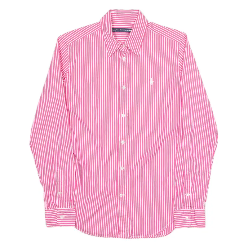Ralph Lauren Pinstripe Womens Shirt Pink Striped Long Sleeve Uk 8 1