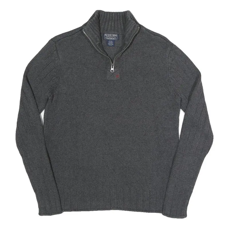 Ralph Lauren Polo Jeans Company Mens Grey Plain Cotton Jumper Pullover Cable 1