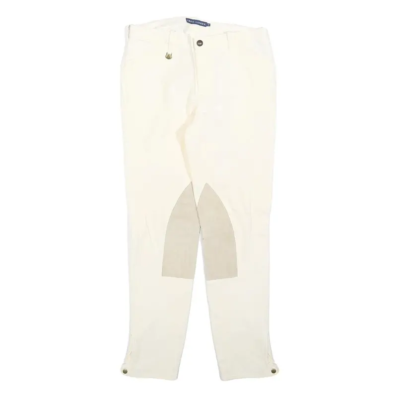 Ralph Lauren Womens Cotton Blend White Slim Straight Trousers W28 L28 Zip 1