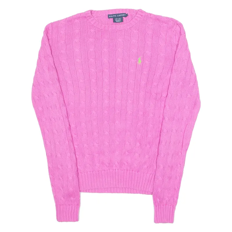 Ralph Lauren Womens Jumper Pink Cable Knit M 1