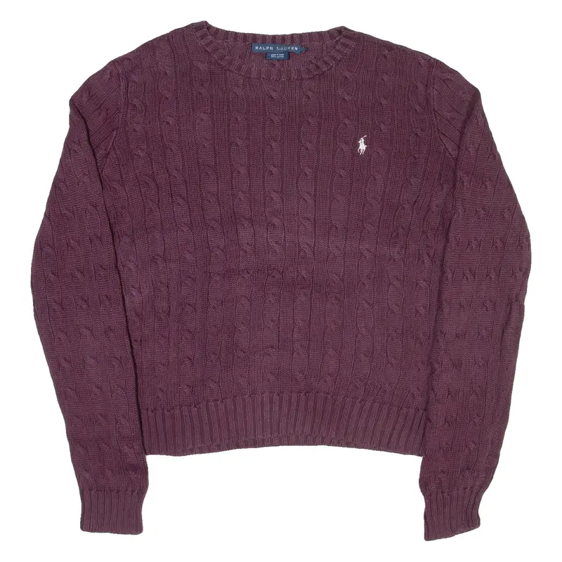 Ralph Lauren Womens Jumper Purple Cable Knit M 1