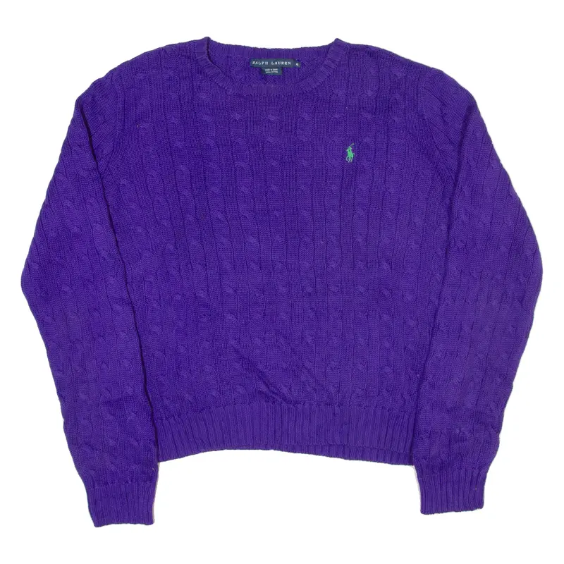 Ralph Lauren Womens Jumper Purple Cable Knit Xl 1