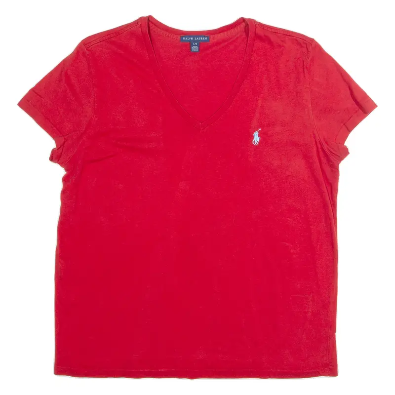 Ralph Lauren Womens T-Shirt Red V-Neck L 1