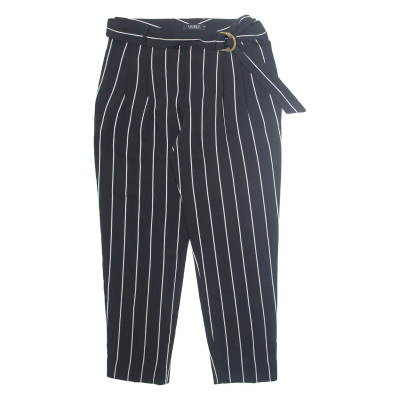Ralph Lauren Workwear Belted Striped Womens Trousers Black Straight W32 L27 1