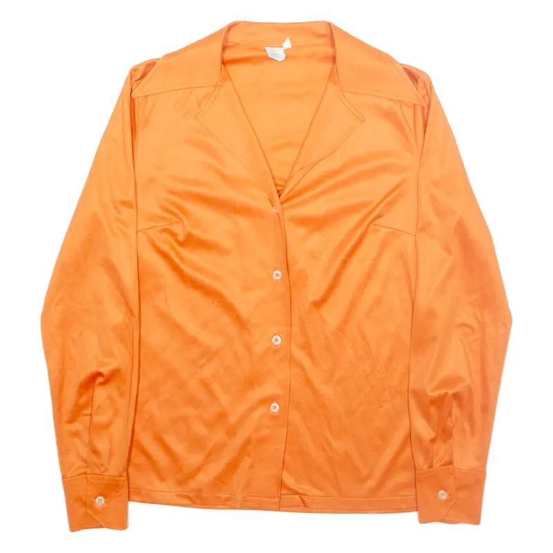Rasurel Womens Plain Shirt Orange Long Sleeve S 1