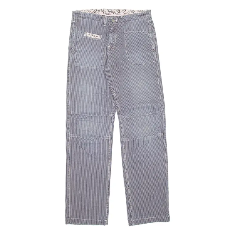 Red Chili Striped Womens Trousers Blue Regular Straight W30 L33 1