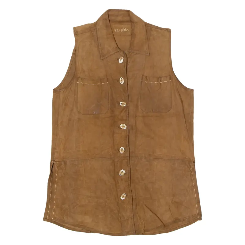 Red Globe Womens Waistcoat Brown Leather L 1