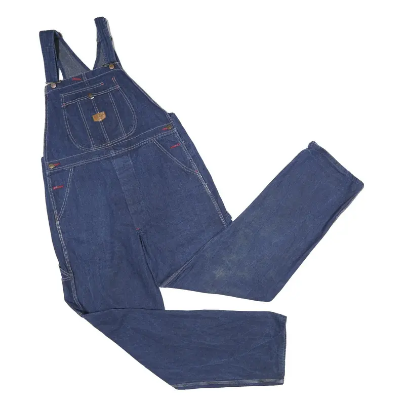 Red Kap Mens Blue Cotton Dungarees Regular Fit Denim L W36 L36 Workwear 1