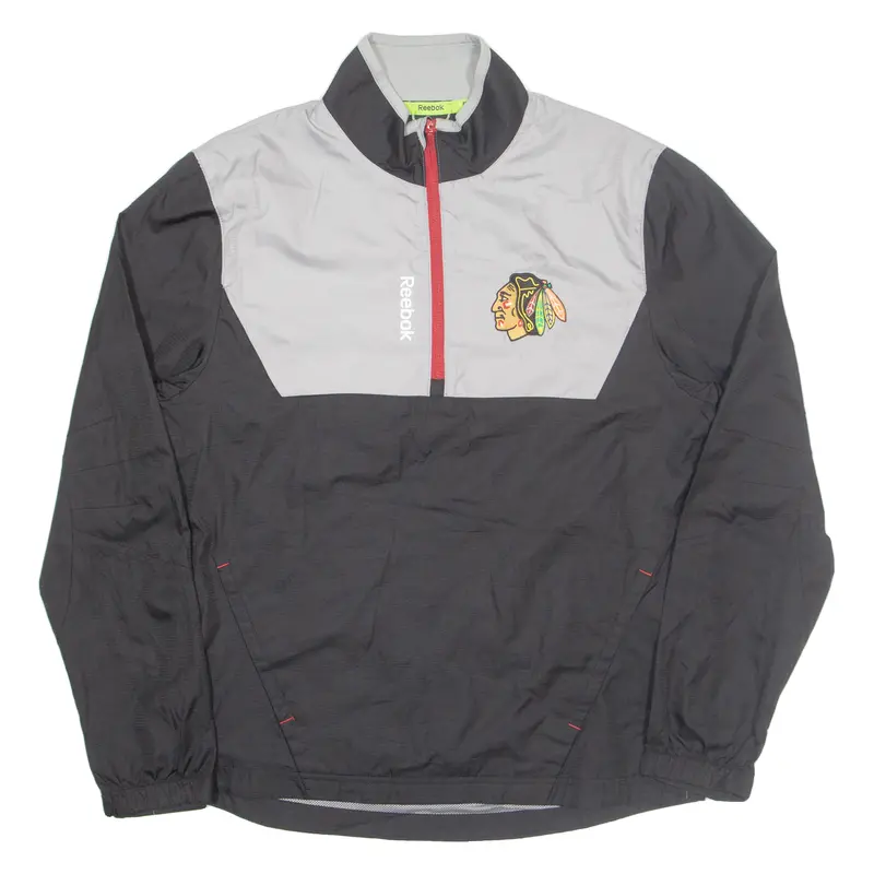 Reebok Chicago Blackhawks Nhl Ice Hockey Pullover Mens Windbreaker Jacket Black Usa S 1