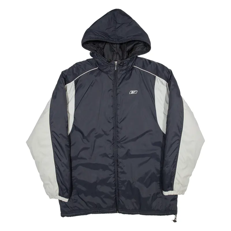 Reebok Insulated Mens Parka Jacket Black Nylon Hooded L 1