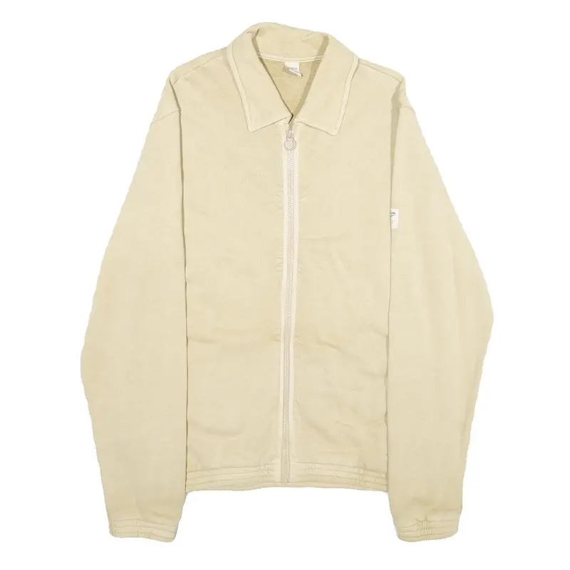 Reebok Mens Beige Cotton Jacket S Plain Zip Casual Lightweight Sportswear 1