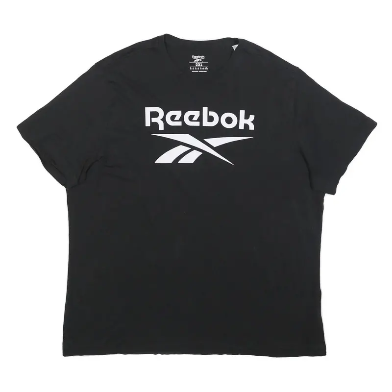 Reebok Mens Black Classic Logo T-Shirt 2Xl Short Sleeve Crew Neck Cotton Blend 1