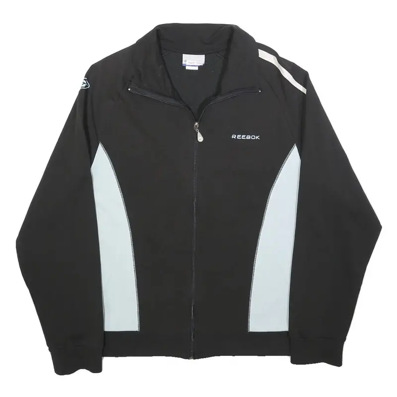 Reebok Mens Black & White Track Jacket M Cotton Blend Zip Sportswear Activewear 1