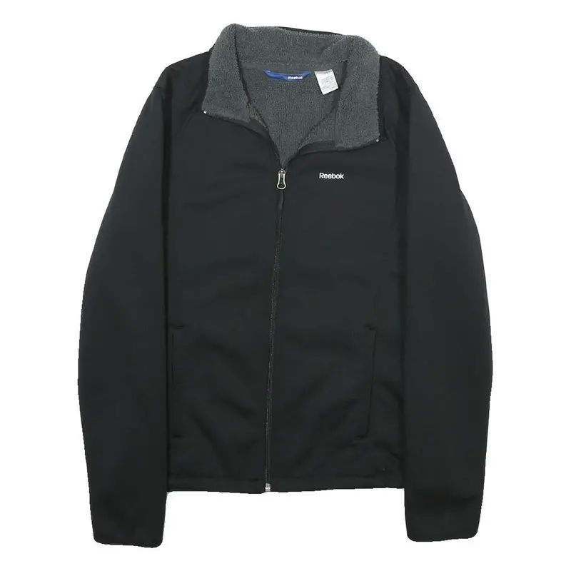 Reebok Mens Black Zip Fleece Jacket Xs Polyester Casual Outdoor Activewear 1