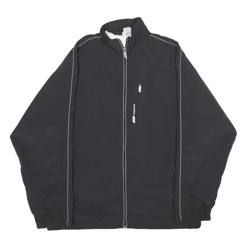 Reebok Mens Black Zip Jacket M Polyester Plain Lightweight Sportswear Sports 1