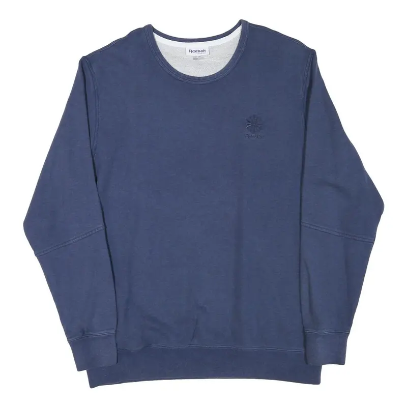 Reebok Mens Blue Crew Neck Xl Sweatshirt Classic Logo Cotton Blend Pullover 1