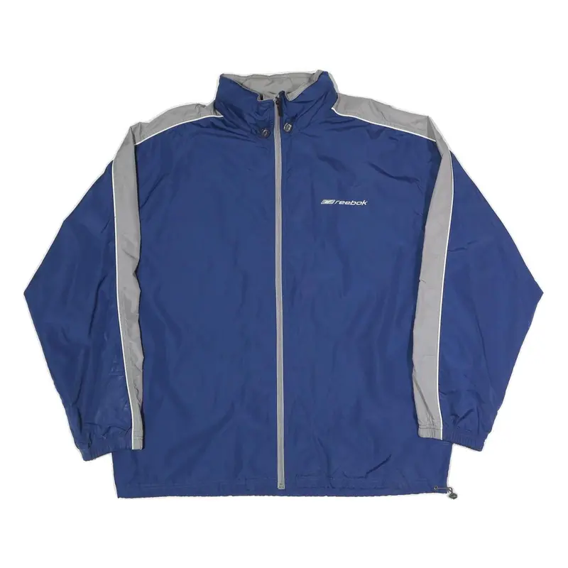 Reebok Mens Blue & Grey Casual Jacket L Polyester Blend Plain Zip Sporty 1