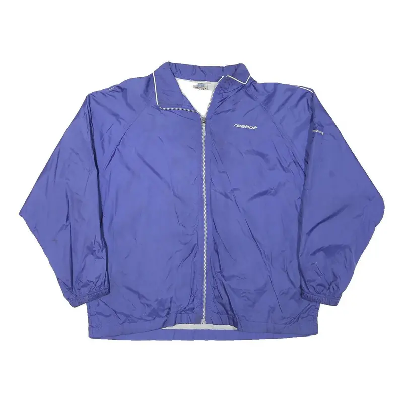 Reebok Mens Blue Lightweight Jacket L Polyester Blend Plain Zip Up Sportswear 1