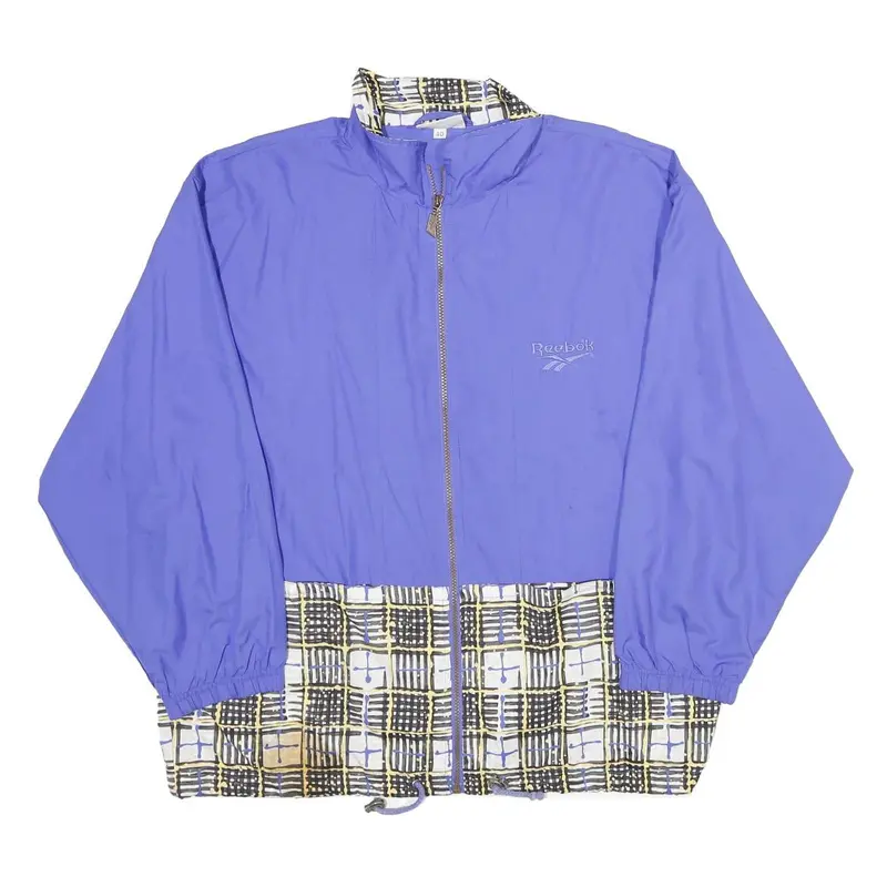 Reebok Mens Blue Printed Trim Jacket M Polyester Zip Athletic Sportswear 1