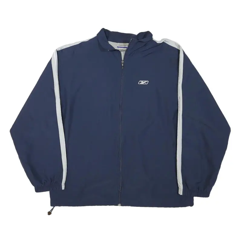 Reebok Mens Blue & White Zip Jacket L Polyester Blend Plain Sports Casual 1