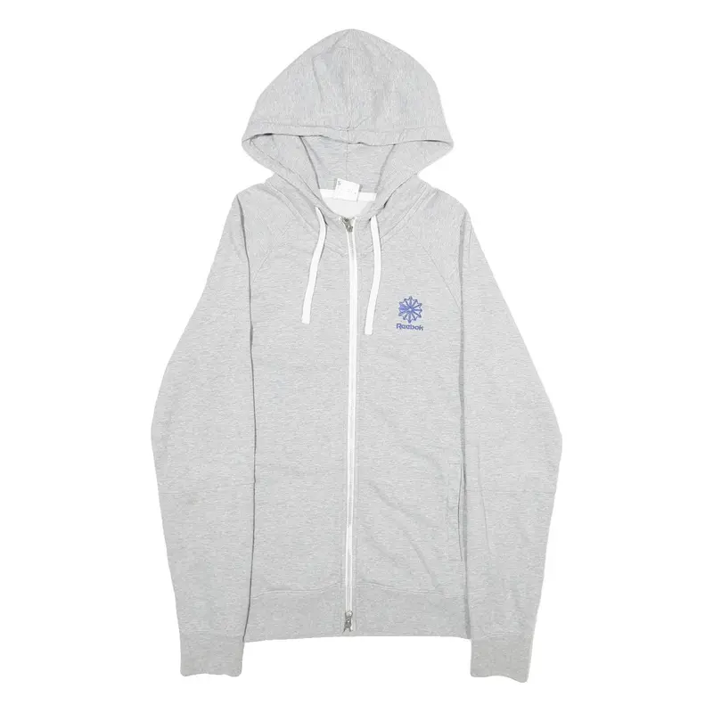 Reebok Mens Grey Full Zip Hoodie S Cotton Casual Tracksuit Top 1