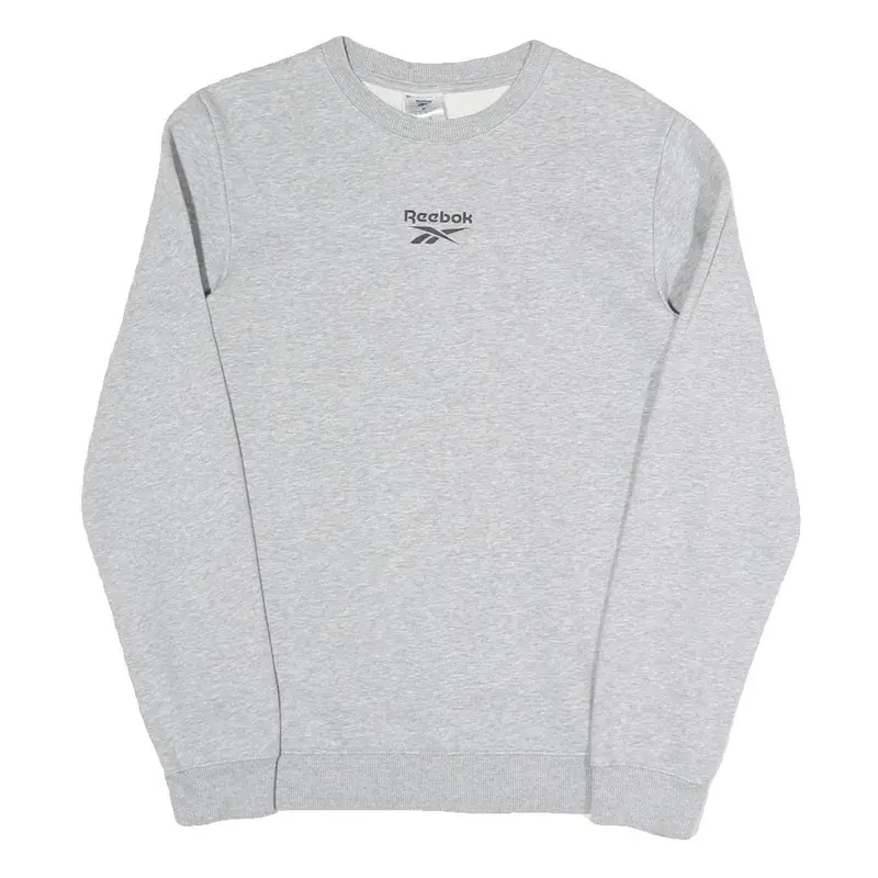 Reebok Mens Grey Sweatshirt S Crew Neck Cotton Blend Pullover Casual 1