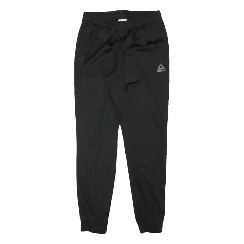 Reebok Mens Joggers Black M W28 L29 Polyester Blend Slim Tapered Reflective Logo 1