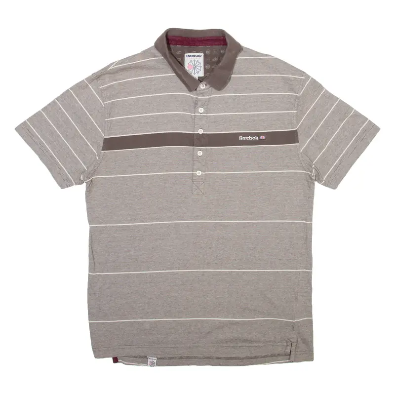 Reebok Mens Polo Shirt Grey Striped Xl 1