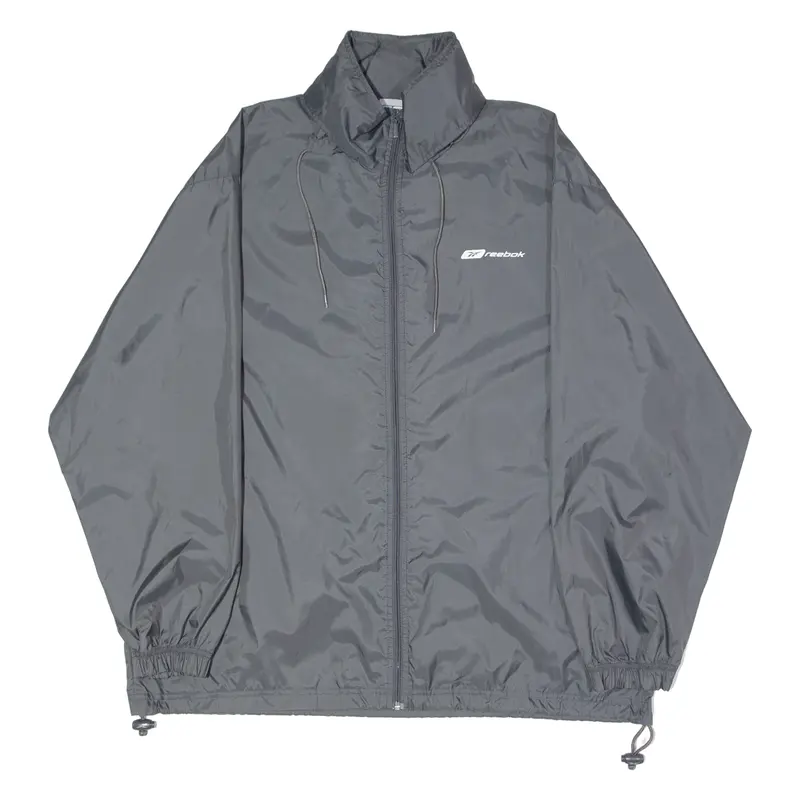 Reebok Mens Rain Jacket Grey Nylon Hooded M 1