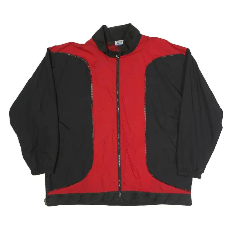Reebok Mens Red & Black Zip Jacket Xl Polyester Blend Sportswear Casual Track 1