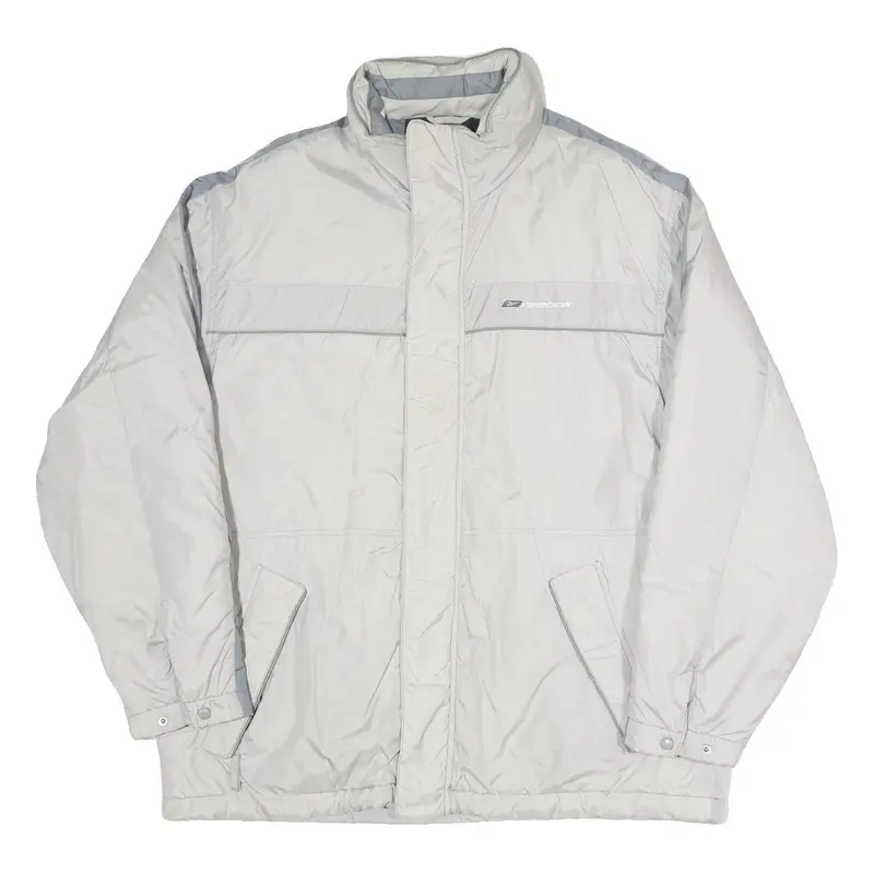 Reebok Mens White & Grey Sempachersee Track Jacket L Polyester Blend Zip 1