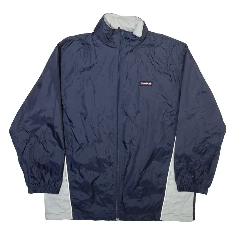 Reebok Mens Windbreaker Jacket Blue Nylon Hooded M 1