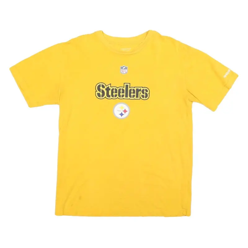 Reebok Mens Yellow Steelers Graphic T-Shirt S Short Sleeve Crew Neck Nfl 1