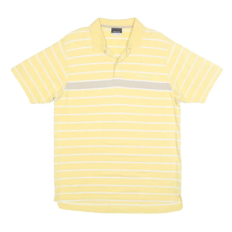 Reebok Mens Yellow & White Striped Short Sleeve Polo Shirt Xl Cotton Blend 1