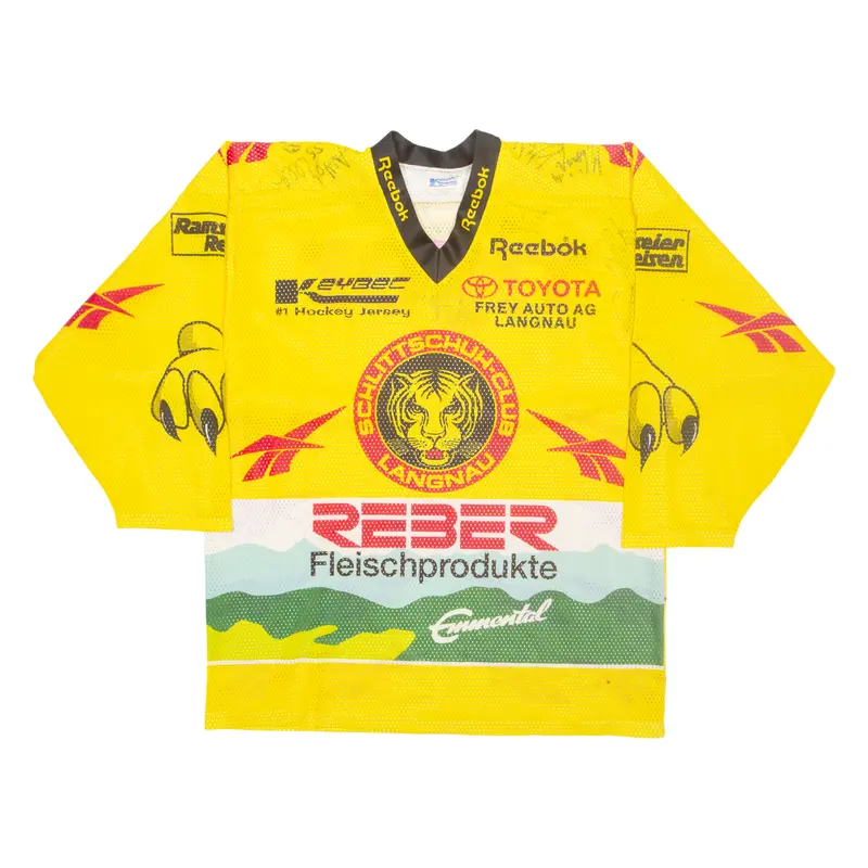 Reebok Signed Hockey Schlittschuh-Club Mens Jersey Yellow Usa V-Neck Xl 1