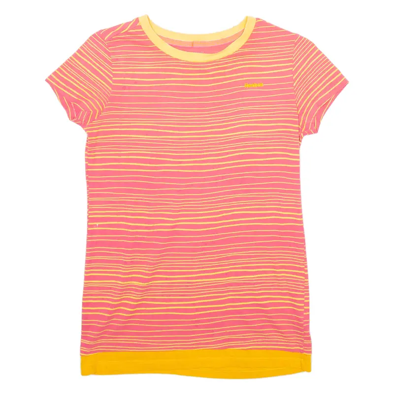 Reebok Striped Womens T-Shirt Pink S 1