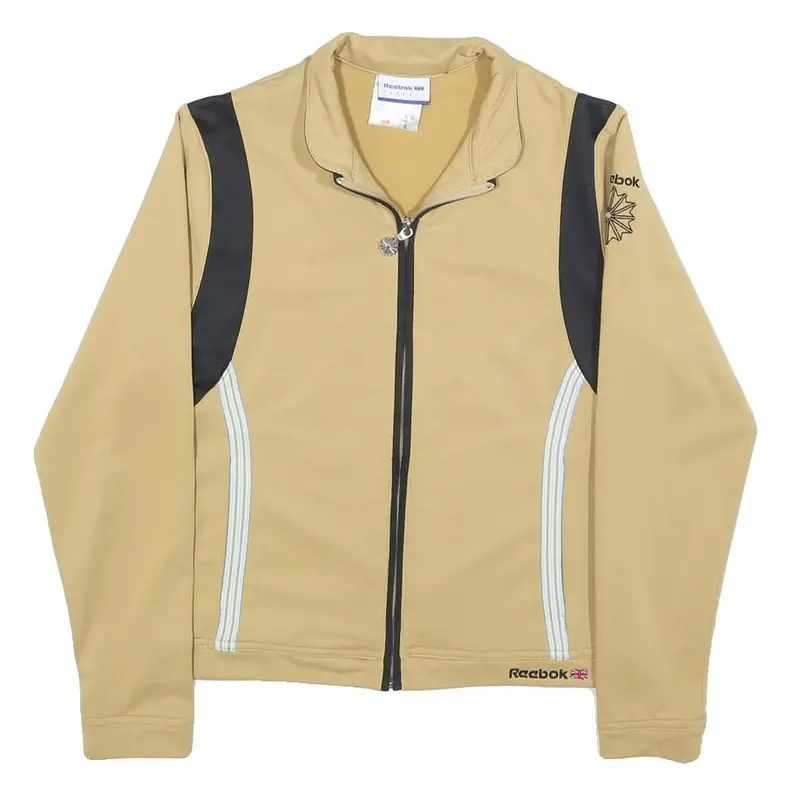 Reebok Womens Beige & Black Zip Jacket Uk 10 Polyester Sport Casual Activewear 1