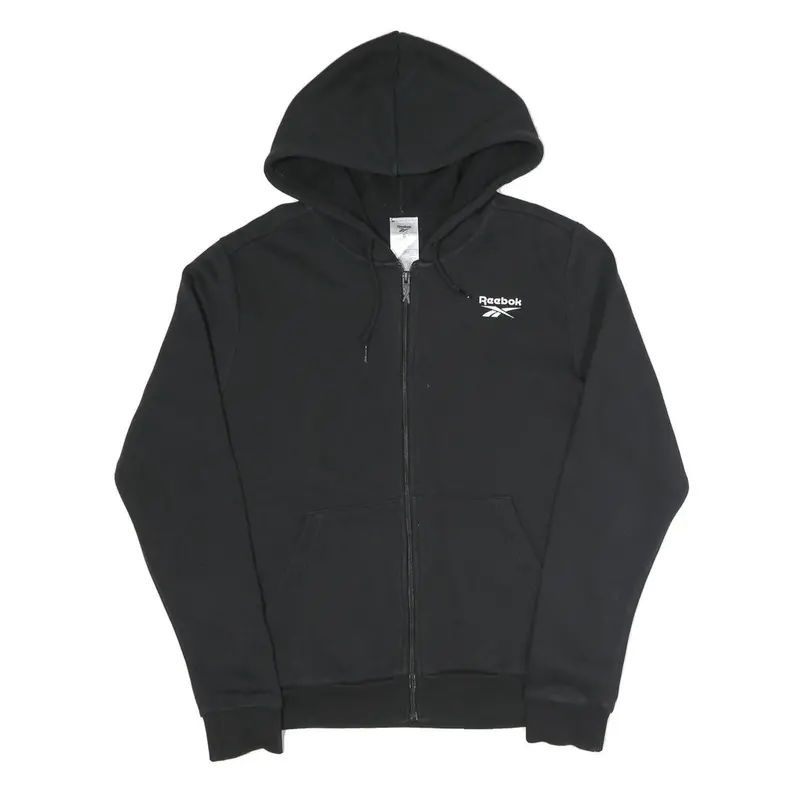Reebok Womens Black Cotton Blend Full Zip Hoodie S Gym Sports Casual Sweatshirt 1
