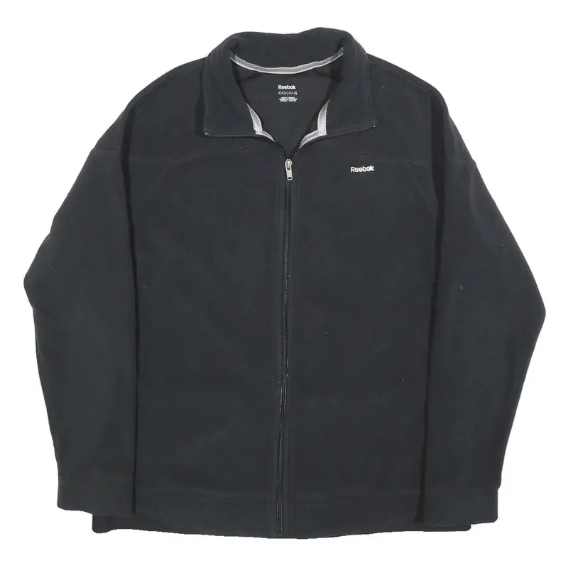 Reebok Womens Black Xl Polyester Zip Jacket Plain Lightweight Sportswear 1