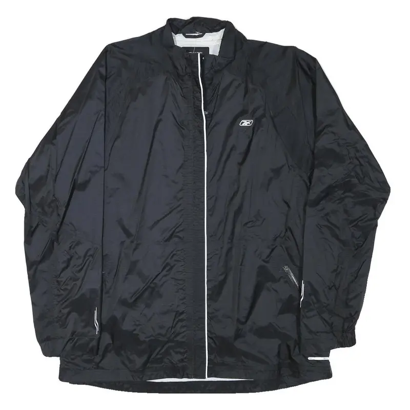 Reebok Womens Black Zip Polyester Blend Jacket Xl Plain Lightweight Sportswear 1