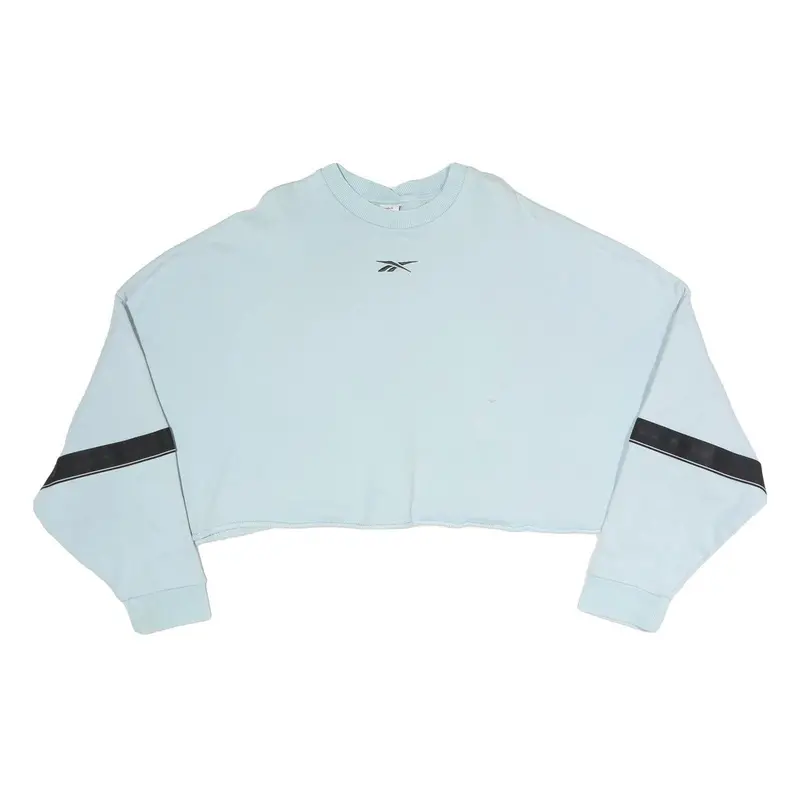 Reebok Womens Blue Crew Neck 2Xl Sweatshirt Cropped Casual Sportswear 1