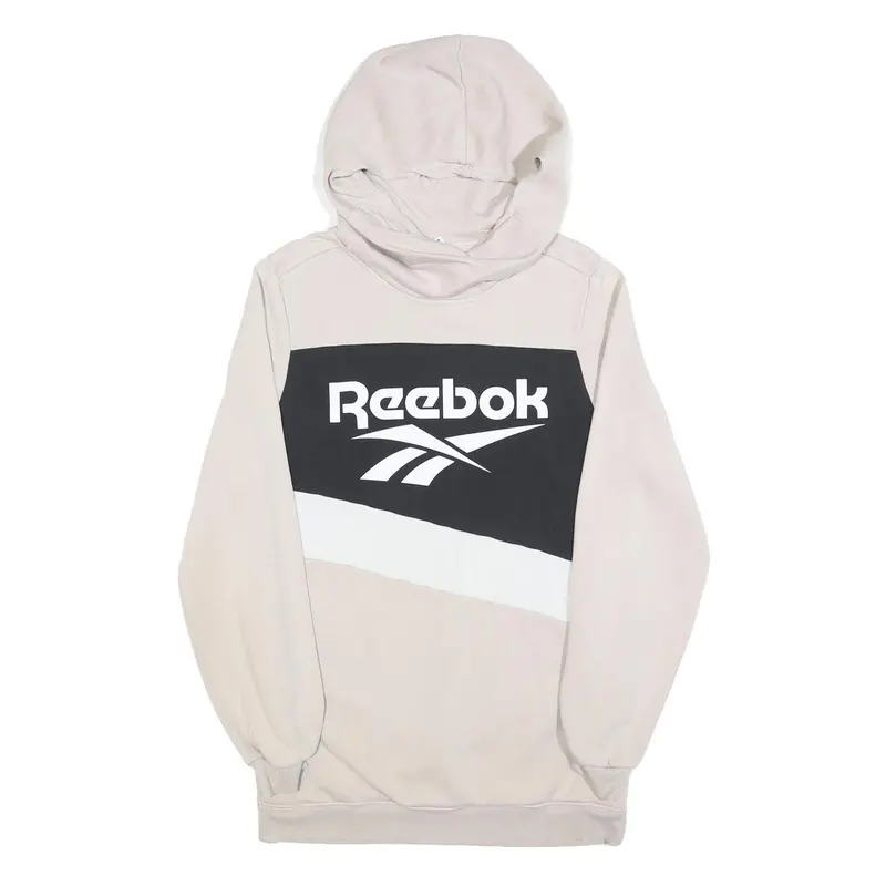 Reebok Womens Cream Black & White Hoodie Cotton Blend Dress M Casual Sportswear 1