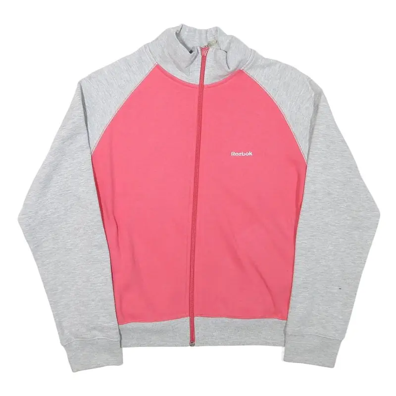 Reebok Womens Grey & Pink Jacket Uk 10 Cotton Blend Zip Casual Sportswear 1