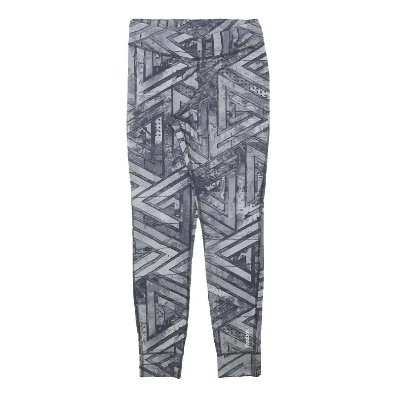 Reebok Womens Joggers Grey & Black Slim Skinny S W24 L27 Activewear Print Logo 1