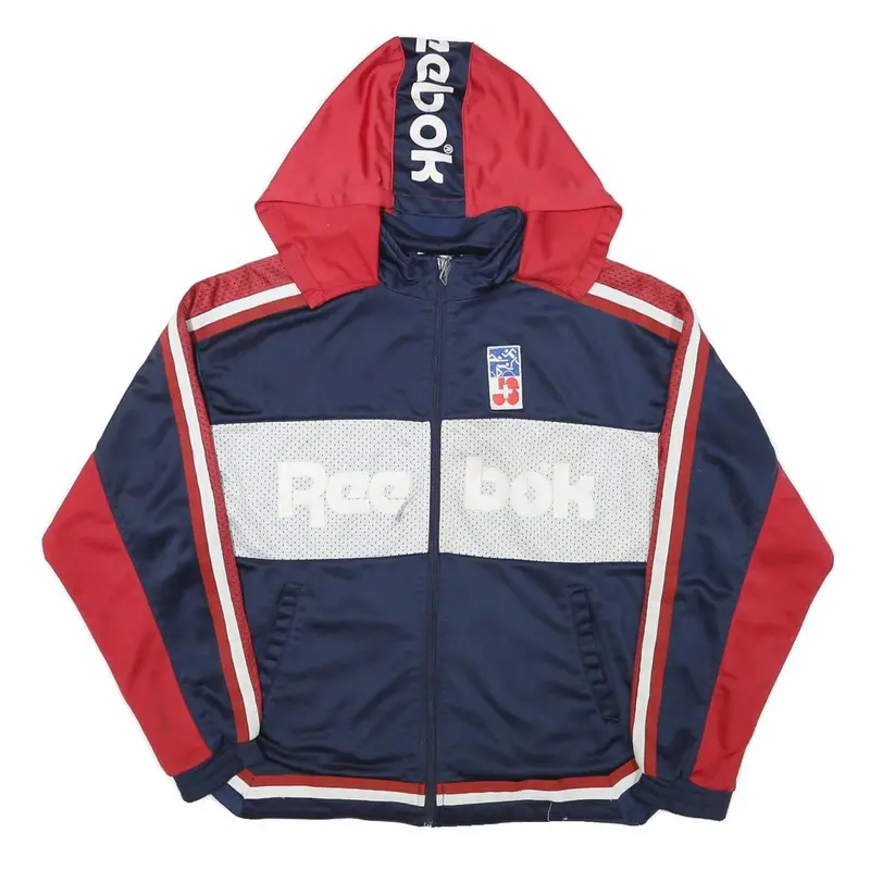 Reebok Womens Navy & Red Graphic Pullover Hoodie Xl Zip Sports Sweatshirt 1
