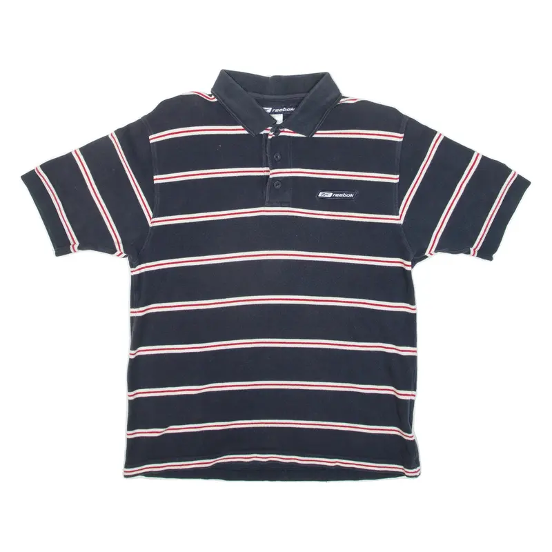 Reebok Womens Polo Shirt Blue Striped M 1
