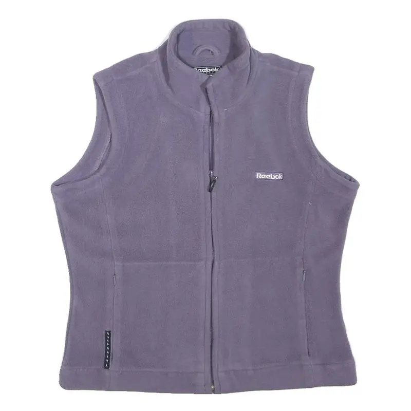 Reebok Womens Purple Fleece Sleeveless Zip Jacket S Comfortable Warm Layer 1