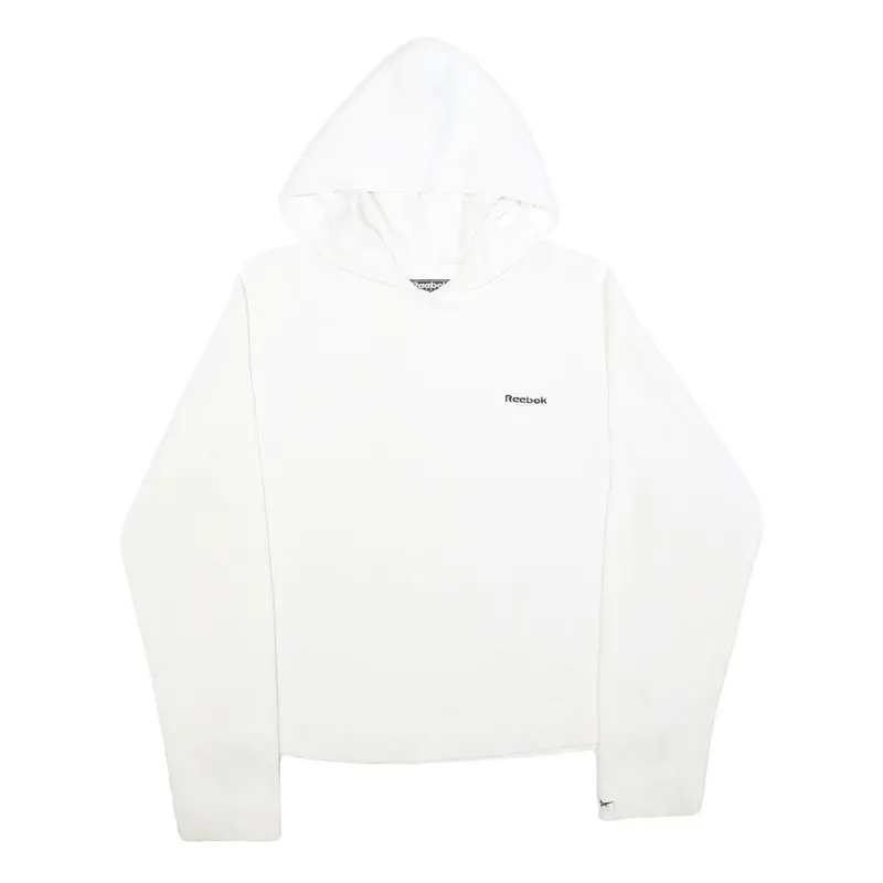 Reebok Womens White Hoodie Uk 14 Cotton Blend Casual Pullover Sweatshirt 1