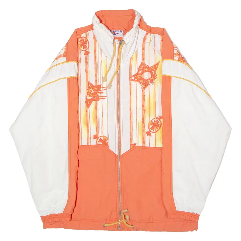 Reebok Womens Windbreaker Jacket Orange 90S Crazy Pattern Uk 12 1